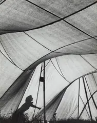 Ludwig Windstosser, Zelt (from the series: Menschen), 1950s, Vintage ferrotyped gelatin silver print on Agfa-Brovira paper