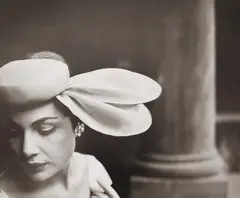 Libellenhut für Antonelli, Rom by Walde Huth-Schmölz, 1956, Vintage ferrotyped gelatin silver print on Agfa-Portriga-Rapid paper, sold Dec 2023