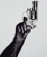 Albert Watson, Monkey with Gun, New York, 1992, Gelatin silver print