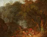 David Vinckboons, Forest Landscape with a raid, Oil on canvas