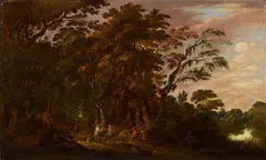 Alexander Keirincx, Landscape with Peasants and Huntsmen, Oil on panel
