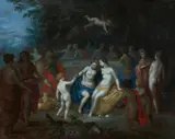 Hendrick van Balen circle of, The Wedding Feast of Bacchus and Ariadne, Oil on copper