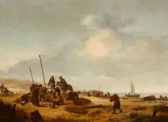 Egbert van der Poel, Fish Merchant on the Beach, Oil on panel
