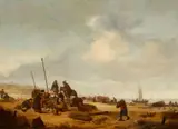 Egbert van der Poel, Fish Merchant on the Beach, Oil on panel