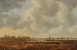 Dutch Landscape with a View of Leiden (?) by circle of Jan van Goyen, Oil on panel (parquetted), offered Nov 2023
