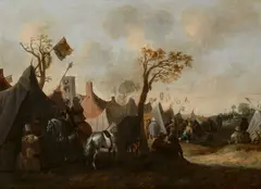 Jan Jacobsz. van der Stoffe, Military Encampment, Oil on panel