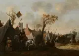 Jan Jacobsz. van der Stoffe, Military Encampment, Oil on panel