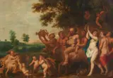 The Triumph of Bacchus by studio of Jacob Jordaens, Oil on panel (parquetted), sold Nov 2023