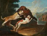 Carl Borromäus Ruthard, Bear hunt, Oil on canvas