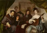 Richard Brakenburgh, Elegant Company Making Music in an Interior, Oil on copper