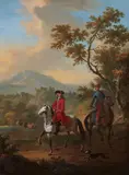 Franz de Paula Ferg, Two Horsemen in an Evening Landscape, Oil on copper