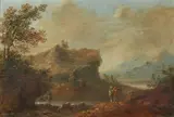 attributed to Johann Alexander Thiele, Mountainous Landscape with a River, Oil on panel