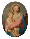 The Virgin and Child in Oval Format by follower of Pompeo Batoni, Oil on canvas (relined), offered Nov 2023