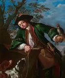 North German School 18th century, Young Falkner with his Hawk, Oil on canvas (relined)
