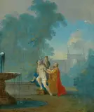 Norbert Grund, Susanna and the Elders, Oil on panel