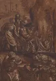 Marco Antonio Bassetti, Deposition of Christ, Pen and brush in brown, heightened with white chalk