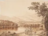 Jacob Philipp Hackert, Landscape near Fossombrone, Pen and brush in brown over pencil
