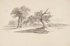 Wide landscape with trees by Carl Friedrich von Rumohr, Black ink on paper, sold Nov 2023