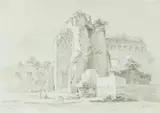 Georg Heinrich Busse, The Temple of Venus in Rome, Pencil on paper