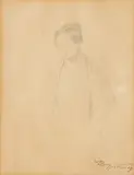 Carl Spitzweg, A Girl Standing, Pencil on paper