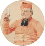 Eduard von Grützner, Cardinal with a raised glass