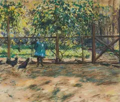 Fritz von Uhde, In the Garden, Pastel on paper