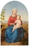 attributed to Friedrich Overbeck, Madonna and Child in a Southern Landscape, Oil on panel