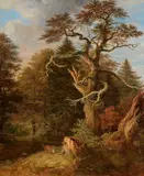 Wooded Landscape with an Oak by attributed to Johann Jakob Dorner the Younger, Oil on card, offered Nov 2023