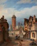 Henri Lallemand, View of Cologne with the Walls and Gate of the Carthusian Convent, Oil on panel