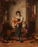 Heinrich Wilhelmi, At the Shoemaker's, Oil on canvas (relined)