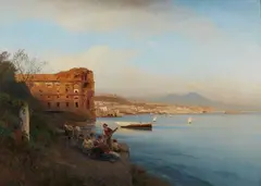 Albert Flamm, View of the Bay of Naples, Oil on canvas