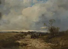 Charles Hoguet, Landscape with Wagon and Large Blocks of Stone, Oil on canvas (relined)