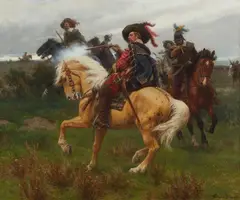 Werner Schuch, Battle Scene from the Thirty Years' War, Oil on canvas