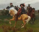 Werner Schuch, Battle Scene from the Thirty Years' War, Oil on canvas