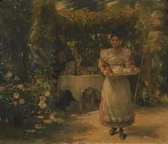 Otto Piltz, Lunch in the garden, Oil on canvas