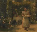 Otto Piltz, Lunch in the garden, Oil on canvas