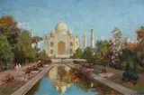 Carl Wuttke, View of the Taj Mahal, Oil on canvas, mounted on panel
