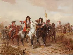 Marlborough and Prince Rupert on Inspection by Robert Alexander Hillingford, Oil on canvas (relined), sold Nov 2023