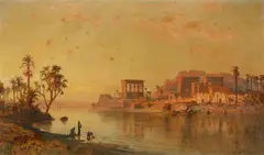 Ernst Koerner, View of the Island of Philae in the Nile Valley, Oil on canvas