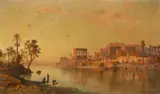 Ernst Koerner, View of the Island of Philae in the Nile Valley, Oil on canvas