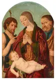 Filippo Mazzola, The Holy Family with John the Baptist, Oil on panel (parquetted)