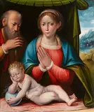 called Giulio Francia Giulio Raibolini, Madonna with Child and Saint Joseph, Oil on panel