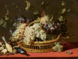 Basket of Grapes with Songbirds by studio of Frans Snyders, Oil on panel (parquetted), offered Nov 2023