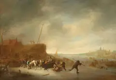 Isaac van Ostade, Winter in Holland, Oil on canvas (relined)