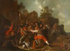 Jan Miense Molenaer, Peasant brawl, Oil on panel (parquetted)