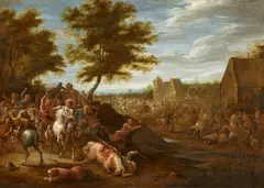 Lambert de Hondt, Riding battle, Oil on canvas