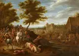 Lambert de Hondt, Riding battle, Oil on canvas