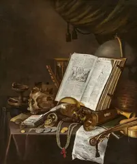 Vanitas Still Life by Edwaert Collier, Oil on canvas, sold Nov 2023