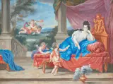 French artist around 1700, Cupid presenting a letter to Marie-Adélaïde de Savoie, Duchess of Burgundy, Gouache on vellum