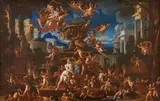 The Worship of Venus
Venus with Adonis crowned by Cupids by called Ferrarino Francesco Perezzoli, Oil on canvas, offered Nov 2023